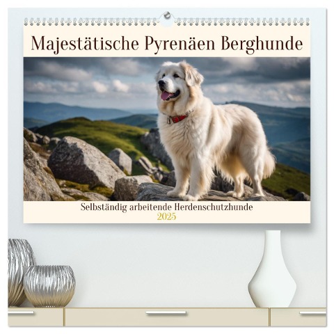 Majestätische Pyrenäen Berghunde (hochwertiger Premium Wandkalender 2025 DIN A2 quer), Kunstdruck in Hochglanz - Claudia Kleemann