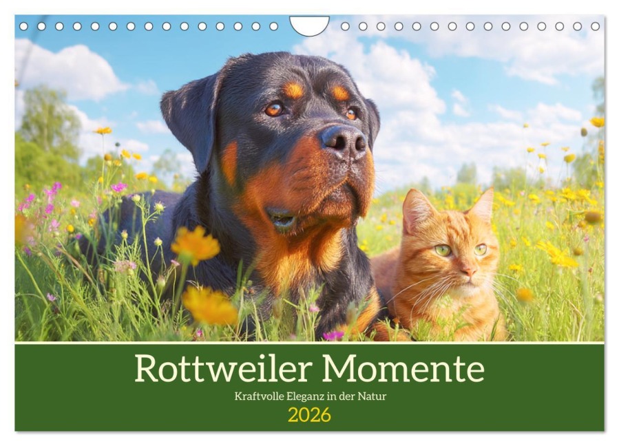 Rottweiler Momente. Kraftvolle Eleganz in der Natur (Wandkalender 2026 DIN A4 quer), CALVENDO Monatskalender - Rose Hurley