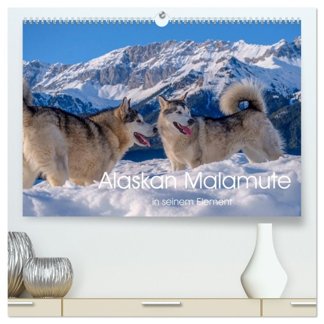 Alaskan Malamute in seinem Element (hochwertiger Premium Wandkalender 2026 DIN A2 quer), Kunstdruck in Hochglanz - Wuffclick-Pic Wuffclick-Pic