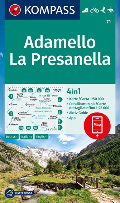 KOMPASS Wanderkarte 71 Adamello, La Presanella 1:50.000 - 
