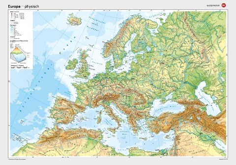 Posterkarten Geographie: Europa: physisch - 