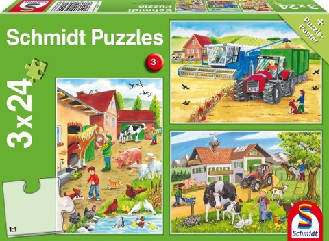 Auf dem Bauernhof. 3 x 24 Teile Puzzle - 