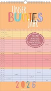 Unser buntes Jahr 2026 Familienplaner - Familien-Timer 26x45 cm - Offset-Papier - mit Ferienterminen - Wand-Planer - Familienkalender - Alpha Edition - 