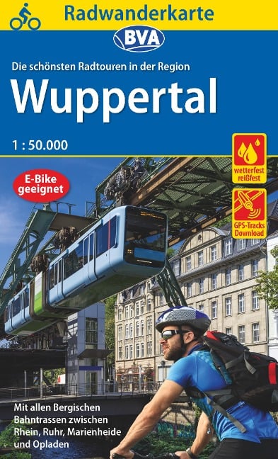 Radwanderkarte BVA Die schönsten Radtouren in der Region Wuppertal, 1:50.000, reiß- und wetterfest, GPS-Tracks Download, E-Bike geeignet - 