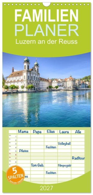 Familienplaner 2027 - Luzern an der Reuss mit 5 Spalten (Wandkalender, 21 x 45 cm) CALVENDO - Saschahaas Photography
