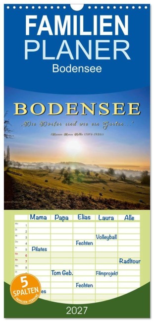 Familienplaner 2027 - Bodensee - "Die Dörfer sind wie ein Garten..." (Rainer Maria Rilke) mit 5 Spalten (Wandkalender, 21 x 45 cm) CALVENDO - Peter Roder