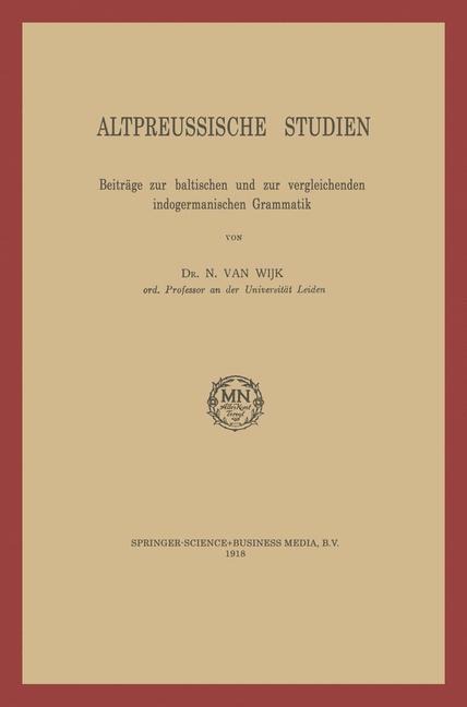 Altpreussische Studien - N. Van Wijk