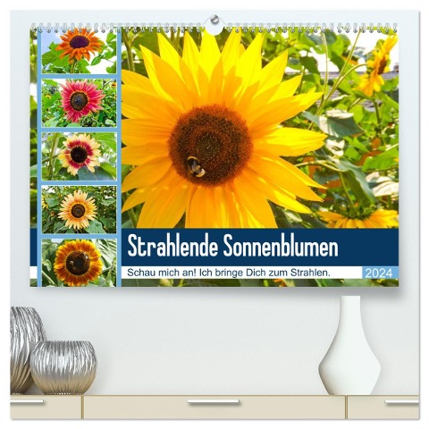 Strahlende Sonnenblumen (hochwertiger Premium Wandkalender 2024 DIN A2 quer), Kunstdruck in Hochglanz - Karin Sigwarth