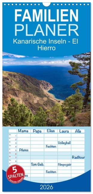 Familienplaner 2026 - Kanarische Inseln - El Hierro mit 5 Spalten (Wandkalender, 21 x 45 cm) CALVENDO - Peter Schickert
