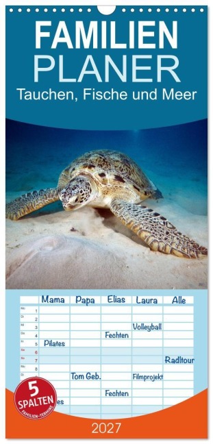 Familienplaner 2027 - Tauchen, Fische und Meer mit 5 Spalten (Wandkalender, 21 x 45 cm) CALVENDO - Sven Gruse