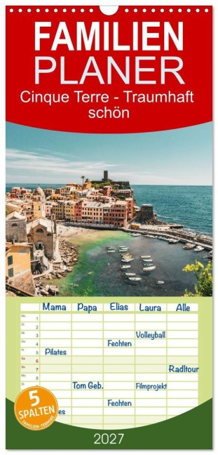 Familienplaner 2027 - Cinque Terre - Traumhaft schön mit 5 Spalten (Wandkalender, 21 x 45 cm) CALVENDO - Adrian Büsing