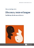 Discours, texte et langue - 