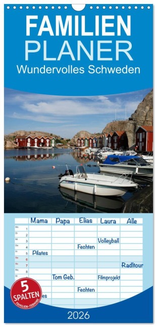 Familienplaner 2026 - Wundervolles Schweden mit 5 Spalten (Wandkalender, 21 x 45 cm) CALVENDO - Werner Prescher