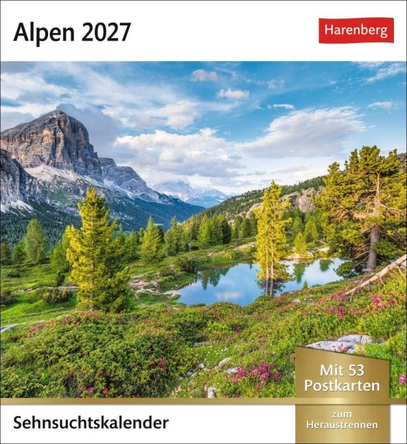 Alpen Sehnsuchtskalender 2027 - Wochenkalender mit 53 Postkarten - 
