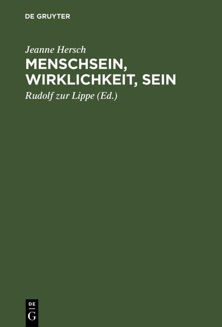 Menschsein, Wirklichkeit, Sein - Jeanne Hersch