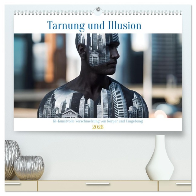 Tarnung und Illusion KI-Kunstvolle Verschmelzung von Körper und Umgebung (hochwertiger Premium Wandkalender 2026 DIN A2 quer), Kunstdruck in Hochglanz - Claudia Schimmack