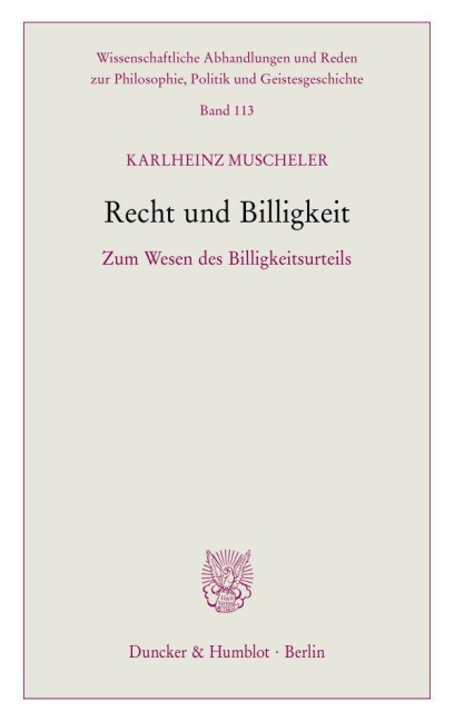 Recht und Billigkeit - Karlheinz Muscheler