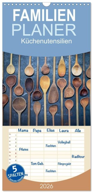 Familienplaner 2026 - Küchenutensilien mit 5 Spalten (Wandkalender, 21 x 45 cm) CALVENDO - Kochgiganten Kochgiganten