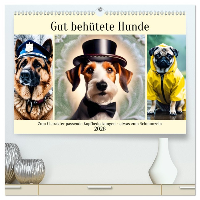 Gut behütete Hunde (hochwertiger Premium Wandkalender 2026 DIN A2 quer), Kunstdruck in Hochglanz - Claudia Kleemann