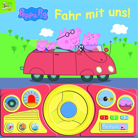 Peppa Pig - Fahr mit uns! - Pappbilderbuch mit beweglichem Lenkrad und 13 spannenden Geräuschen für Kinder ab 3 Jahren - 