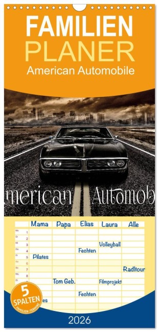 Familienplaner 2026 - American Automobile mit 5 Spalten (Wandkalender, 21 x 45 cm) CALVENDO - Chrombacher Chrombacher