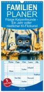 Familienplaner 2026 - Filzige Katzenfreunde - Ein Jahr voller niedlicher KI-Filzkunst mit 5 Spalten (Wandkalender, 21 x 45 cm) CALVENDO - Anja Frost