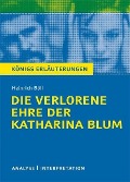 Cover-Bild zum Titel 'Die verlorene Ehre der Katharina Blum von Heinrich Böll. Textanalyse und Interpretation mit ausführlicher Inhaltsangabe und Abituraufgaben mit Lösungen.' von 'Heinrich Böll'