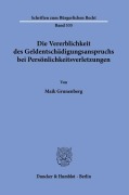 Cover-Bild zum Titel 'Die Vererblichkeit des Geldentschädigungsanspruchs bei Persönlichkeitsverletzungen.' von 'Maik Grunenberg'