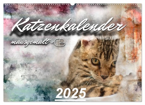 Katzenkalender mausgemalt (Wandkalender 2025 DIN A2 quer), CALVENDO Monatskalender - Sylvio Banker