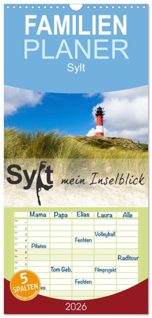 Familienplaner 2026 - Sylt mein Inselblick mit 5 Spalten (Wandkalender, 21 x 45 cm) CALVENDO - Andrea Dreegmeyer