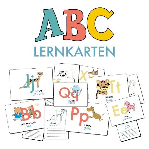 ABC-Lernkarten der Tiere, Bildkarten, Wortkarten, Flash Cards mit Groß- und Kleinbuchstaben - Lisa Wirth