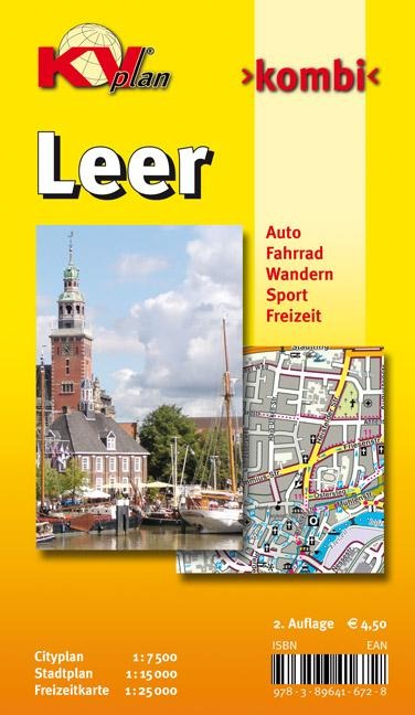 Leer, KVplan, Radkarte/Wanderkarte/Stadtplan, 1:25.000 / 1:15.000 / 1:7.500 - 