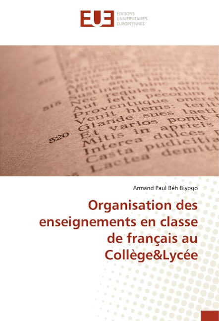 Organisation des enseignements en classe de français au Collège&Lycée - Armand Paul Béh Biyogo