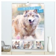 Wölfe. Zarte Aquarelle von beeindruckenden Tieren (hochwertiger Premium Wandkalender 2026 DIN A2 hoch), Kunstdruck in Hochglanz - Rose Hurley