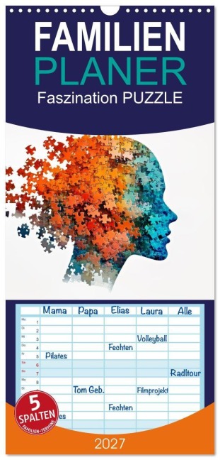 Familienplaner 2027 - Faszination PUZZLE mit 5 Spalten (Wandkalender, 21 x 45 cm) CALVENDO - Susan Michel
