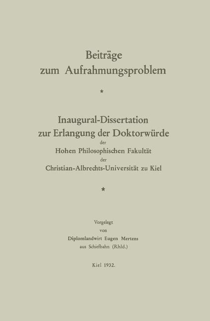 Beiträge zum Aufrahmungsproblem - Eugen Mertens