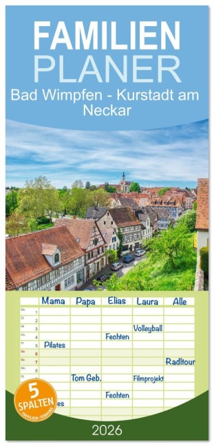 Familienplaner 2026 - Bad Wimpfen - Kurstadt am Neckar mit 5 Spalten (Wandkalender, 21 x 45 cm) CALVENDO - Thomas Bartruff