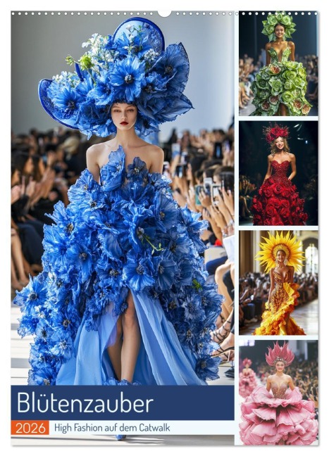 Blütenzauber. High Fashion auf dem Catwalk (Wandkalender 2026 DIN A2 hoch), CALVENDO Monatskalender - Rose Hurley