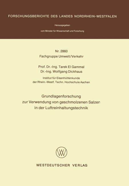 Grundlagenforschung zur Verwendung von geschmolzenen Salzen in der Luftreinhaltungstechnik - Tarek el Gammal