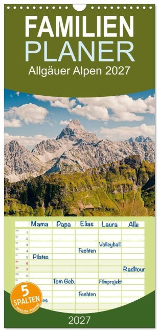 Familienplaner 2027 - Allgäuer Alpen 2027 mit 5 Spalten (Wandkalender, 21 x 45 cm) CALVENDO - Andreas Ellinger