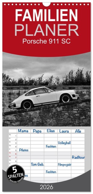 Familienplaner 2026 - Porsche 911 SC mit 5 Spalten (Wandkalender, 21 x 45 cm) CALVENDO - Ingo Laue