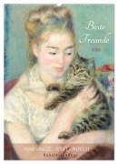 Beste Freunde Hund - Katze - Vogel - Mensch Kunstkalender (Wandkalender 2026 DIN A2 hoch), CALVENDO Monatskalender - Timearts Kunstkalender