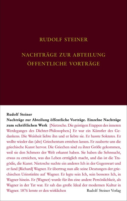 Nachtragsband zum Vortragswerk: Öffentliche Vorträge. Einzelne Nachträge zum schriftlichen Werk - Rudolf Steiner