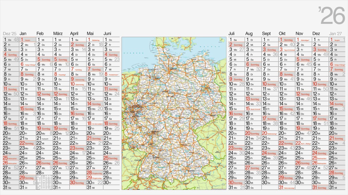 rido/idé 7033680006 | Plakatkalender 2026 | 1140×640 mm - 