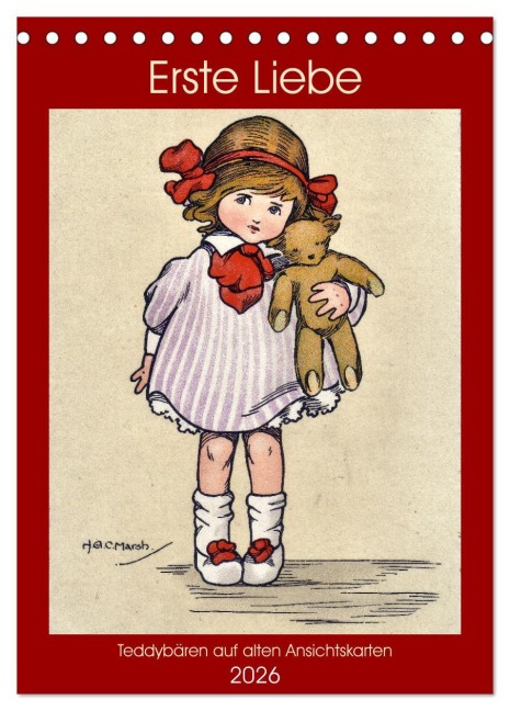Erste Liebe - Teddybären auf alten Ansichtskarten (Tischkalender 2026 DIN A5 hoch), CALVENDO Monatskalender - Henning von Löwis of Menar