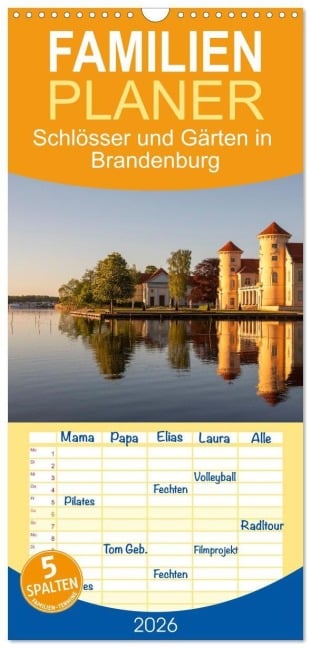 Familienplaner 2026 - Schlösser und Gärten in Brandenburg mit 5 Spalten (Wandkalender, 21 x 45 cm) CALVENDO - Johann Scheibner