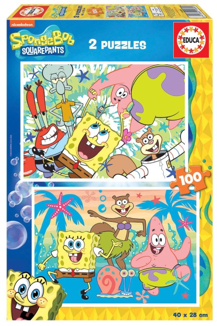 Educa - Spongebob Schwammkopf - Puzzle 2x100 Teile - Paramount, Viacom