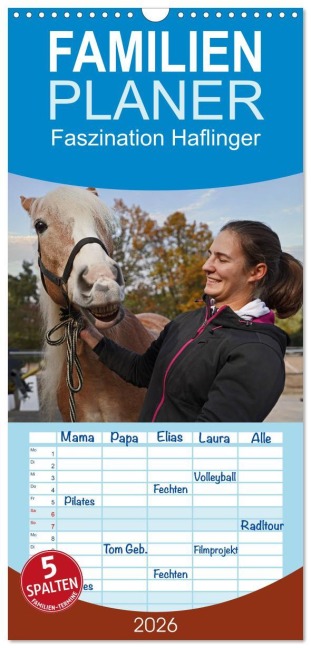 Familienplaner 2026 - Faszination Haflinger mit 5 Spalten (Wandkalender, 21 x 45 cm) CALVENDO - Babett Paul - Babetts Bildergalerie