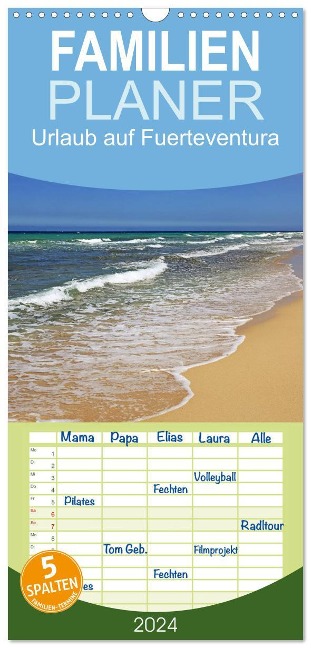 Familienplaner 2025 - Urlaub auf Fuerteventura mit 5 Spalten (Wandkalender, 21 x 45 cm) CALVENDO - Klaus Eppele