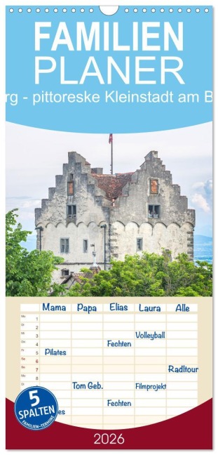 Familienplaner 2026 - Meersburg - pittoreske Kleinstadt am Bodensee mit 5 Spalten (Wandkalender, 21 x 45 cm) CALVENDO - Jane und Giuseppe Di Domenico